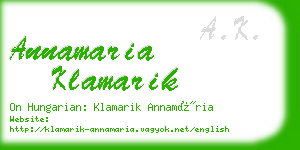 annamaria klamarik business card